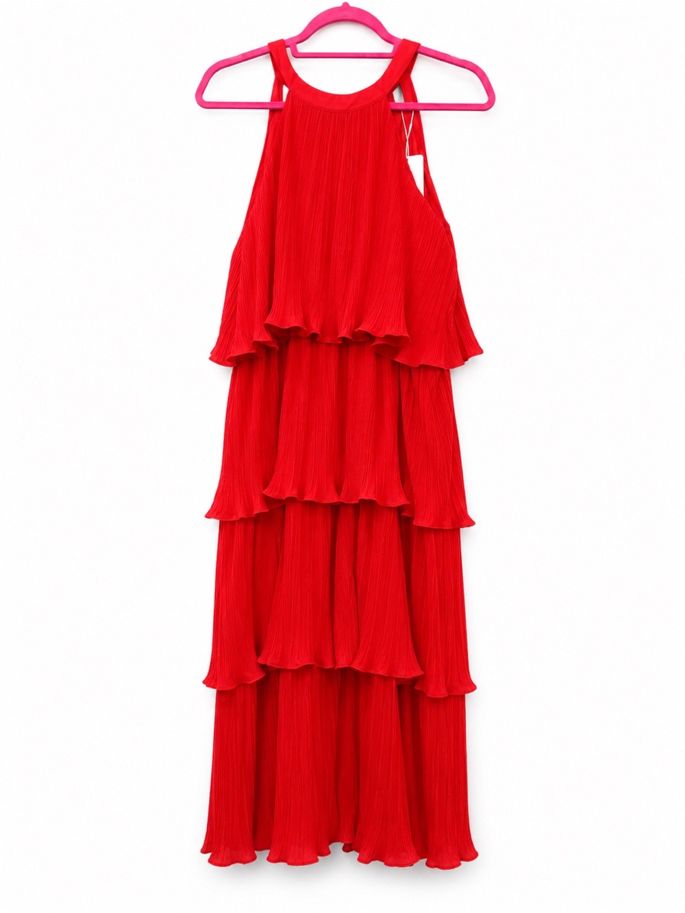 Tiered Red Halter Maxi Dress Large NWT